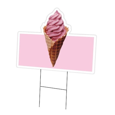Amistad 18 x 24 in. Yard Sign & Stake - Soft Ice Cream Waffle Cone AM2068552